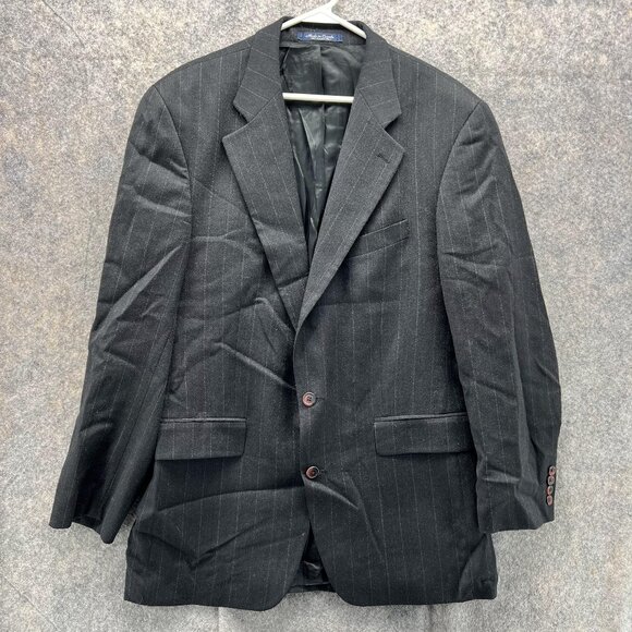 Ralph Lauren Blazer Men 44 Adult Black Lined Jacket Suit Dillard's Wool Striped